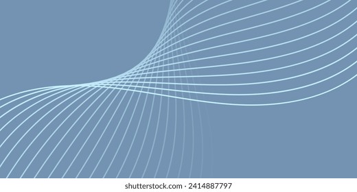 Abstract background with waves for banner. Medium banner size. Vector background with lines. Blue and gray color. Water, ocean. Interior. Brochure, booklet