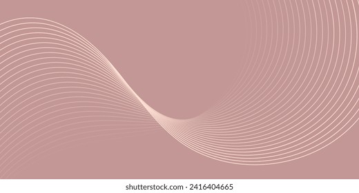 Abstract background with waves for banner. Medium banner size. Vector background with lines. Rosy brown color. Interior. Brochure, booklet	