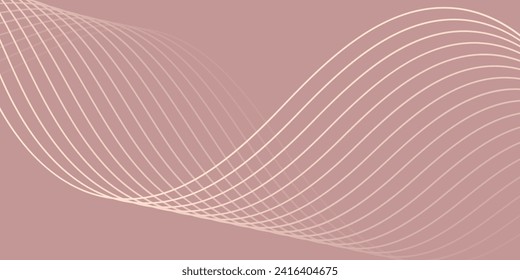 Abstract background with waves for banner. Medium banner size. Vector background with lines. Rosy brown color. Interior. Brochure, booklet	