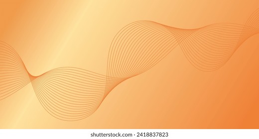 Abstract background with waves for banner. Medium banner size. Vector background with lines. Element for design isolated on orange and yellow gradient. Orange color. Brochure, booklet