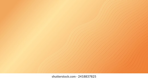 Fondo abstracto con olas para el cartel. Tamaño medio de la pancarta. Fondo vectorial con líneas. Elemento para el diseño aislado en gradiente naranja y amarillo. Color naranja. Folleto, folleto