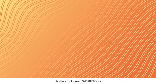 Abstract background with waves for banner. Medium banner size. Vector background with lines. Element for design isolated on orange and yellow gradient. Orange color. Brochure, booklet