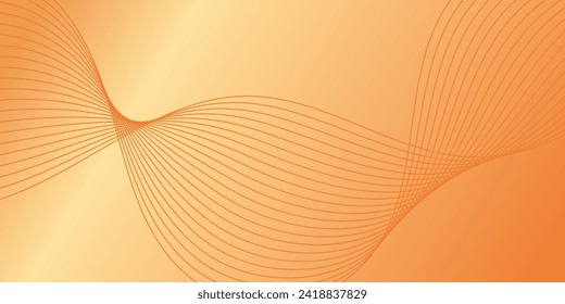 Abstract background with waves for banner. Medium banner size. Vector background with lines. Element for design isolated on orange and yellow gradient. Orange color. Brochure, booklet