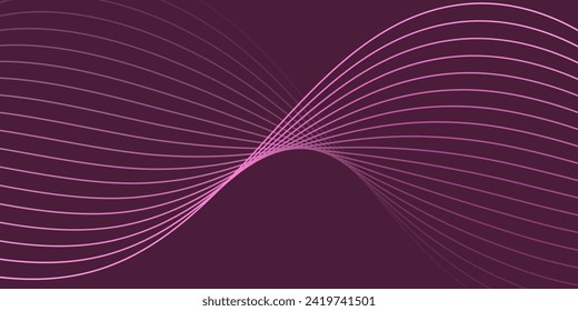 Abstrakter Hintergrund mit Wellen für Banner. Mittlere Bannergröße. Vektorhintergrund mit Linien. Element für Design einzeln auf dunkelrosa. Rosa Farbe. Broschüre, Broschüre
