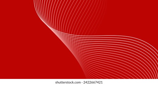 Abstract background with waves for banner. Medium banner size. Vector background with lines. Red gradient. Interior. Brochure, booklet. Valentine's Day. Women's Day