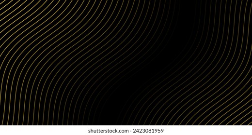 Fondo abstracto con olas para el cartel. Tamaño medio de la pancarta. Fondo vectorial con líneas. Elemento para el diseño aislado en negro. Color negro y amarillo. Folleto, folleto