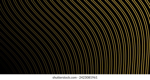 Fondo abstracto con olas para el cartel. Tamaño medio de la pancarta. Fondo vectorial con líneas. Elemento para el diseño aislado en negro. Color negro y amarillo. Folleto, folleto