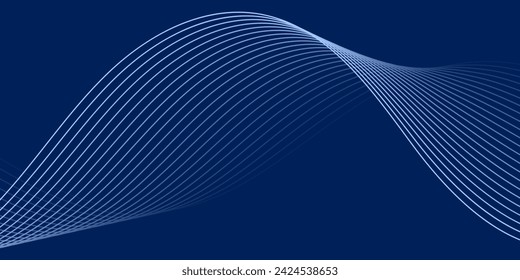 Abstract background with waves for banner. Medium banner size. Vector background with lines. Blue gradient. Water, ocean. Brochure, booklet. Chrysler Marlin Blue color