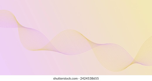 Fondo abstracto con ondas para banner. Tamaño de banner mediano. Fondo vectorial con líneas. Degradado rosa y amarillo. Folleto. Primavera, verano, vacaciones