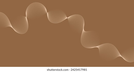 Abstract background with waves for banner. Medium banner size. Vector background with lines. Brown color. Interior. Brochure, booklet. Coffee, cafe