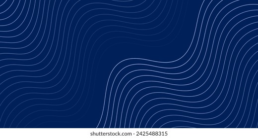 Abstract background with waves for banner. Medium banner size. Vector background with lines. Blue gradient. Water, ocean. Brochure, booklet. Chrysler Marlin Blue color