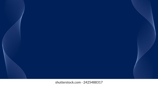 Abstract background with waves for banner. Medium banner size. Vector background with lines. Blue gradient. Water, ocean. Brochure, booklet. Chrysler Marlin Blue color