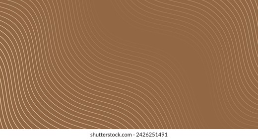 Abstract background with waves for banner. Medium banner size. Vector background with lines. Brown color. Interior. Brochure, booklet. Coffee, cafe