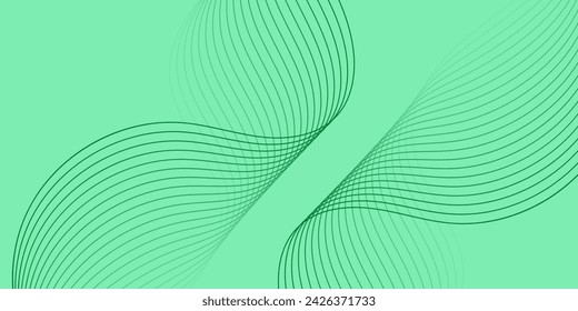 Abstract background with waves for banner. Medium banner size. Vector background with lines. Green gradient. Brochure, booklet. Spring, summer, holiday. Nature, eco