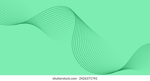 Abstract background with waves for banner. Medium banner size. Vector background with lines. Green gradient. Brochure, booklet. Spring, summer, holiday. Nature, eco