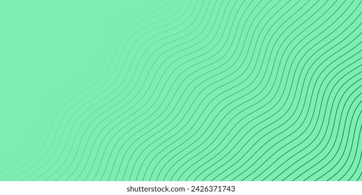 Abstract background with waves for banner. Medium banner size. Vector background with lines. Green gradient. Brochure, booklet. Spring, summer, holiday. Nature, eco