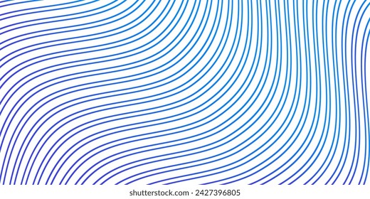 Abstract background with waves for banner. Medium banner size. Vector background with lines isolated on white. Blue gradient. Water, ocean, sea, sky. Brochure, booklet