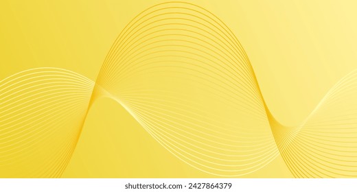 Fondo abstracto con ondas para banner. Tamaño de banner mediano. Fondo vectorial con líneas. Degradado amarillo. Folleto. Primavera, verano, vacaciones, sol