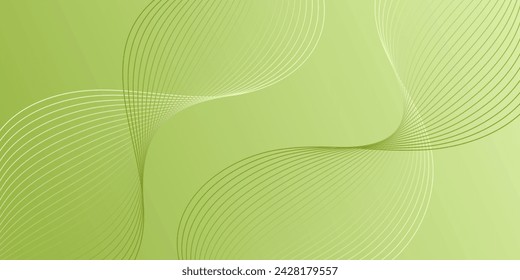 Abstract background with waves for banner. Medium banner size. Vector background with lines. Green gradient. Brochure, booklet. Spring, summer, holiday. Nature, eco