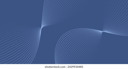 Abstract background with waves for banner. Medium banner size. Vector background with lines. Blue gradient. Gray. Water, ocean. Brochure, booklet