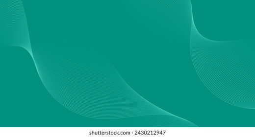Abstract background with waves for banner. Medium banner size. Vector background with lines. Element for design isolated on green. Green gradient. Turquoise color. Brochure, booklet