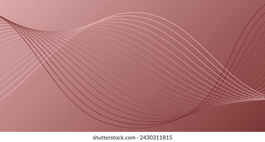 Abstract background with waves for banner. Medium banner size. Vector background with lines. Red gradient. Interior. Brochure, booklet	