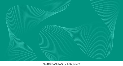 Abstract background with waves for banner. Medium banner size. Vector background with lines. Element for design isolated on green. Green gradient. Turquoise color. Brochure, booklet