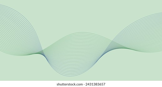 Abstract background with waves for banner. Medium banner size. Vector background with lines. Blue and green gradient. Interior. Brochure, booklet