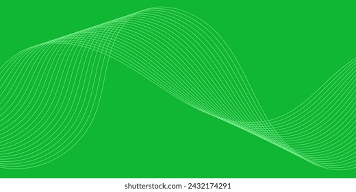 Abstrakter Hintergrund mit Wellen für Banner. Mittlere Bannergröße. Vektorhintergrund mit Linien. Grüne Farbe. Broschüre, Heft. Frühling, Sommer, Urlaub. Natur, Öko