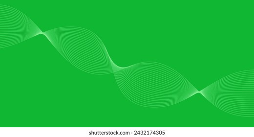 Abstract background with waves for banner. Medium banner size. Vector background with lines. Green color. Brochure, booklet. Spring, summer, holiday. Nature, eco