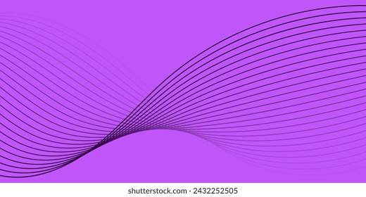 Abstract background with waves for banner. Medium banner size. Vector background with lines. Purple color. Brochure, booklet