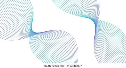 Abstract background with waves for banner. Medium banner size. Vector background with lines isolated on white. Blue gradient. Brochure, booklet. Summer, spring