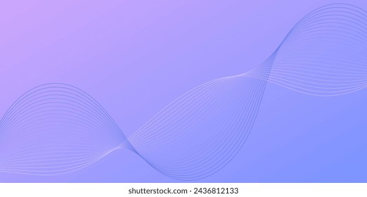 Fondo abstracto con ondas para banner. Tamaño de banner mediano. Fondo vectorial con líneas aisladas. Degradado azul y rosa. Color púrpura. Folleto. Océano, agua, cielo