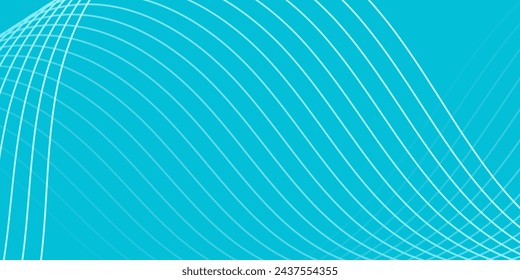 Abstract background with waves for banner. Medium banner size. Vector background with lines isolated. Blue gradient. Turquoise color. Water, ocean, sea, sky. Brochure, booklet