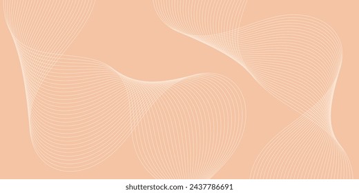 Abstract background with waves for banner. Medium banner size. Vector background with lines isolated on beige. Beige color. Interior. Brochure, booklet