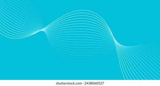 Fondo abstracto con ondas para banner. Tamaño de banner mediano. Fondo vectorial con líneas aisladas. Degradado azul. Color turquesa. Agua, mar, cielo. Folleto, folleto