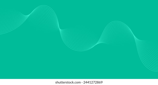 Abstract background with waves for banner. Medium banner size. Vector background with lines isolated. Element for design. Green gradient. Turquoise color. Summer, spring. Brochure, booklet