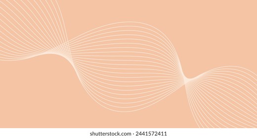 Abstract background with waves for banner. Medium banner size. Vector background with lines isolated on beige. Beige color. Interior. Brochure, booklet