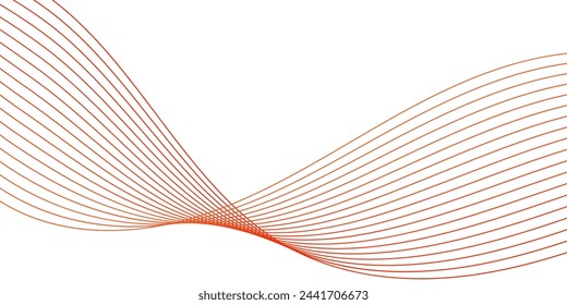 Abstract background with waves for banner. Medium banner size. Vector background with lines isolated on white. Red and orange gradient. Brochure, booklet. Love