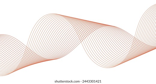 Abstract background with waves for banner. Medium banner size. Vector background with lines isolated on white. Red and orange gradient. Brochure, booklet. Love
