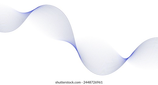 Abstract background with waves for banner. Medium banner size. Vector background with lines isolated on white. Blue and white gradient. Brochure, booklet. Ocean, water
