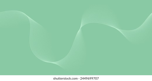 Abstract background with waves for banner. Medium banner size. Vector background with lines isolated. Element for design. Green gradient. Summer, spring. Brochure, booklet