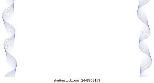 Abstract background with waves for banner. Medium banner size. Vector background with lines isolated on white. Blue and white gradient. Brochure, booklet. Ocean, water
