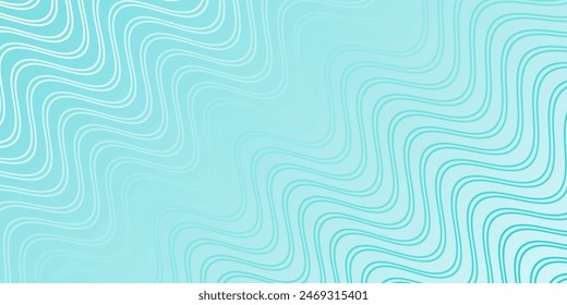 Abstract background with waves for banner. Medium banner size. Vector background with lines isolated. Element for design. Blue and white gradient. Summer, spring. Brochure, booklet. Ocean, aqua