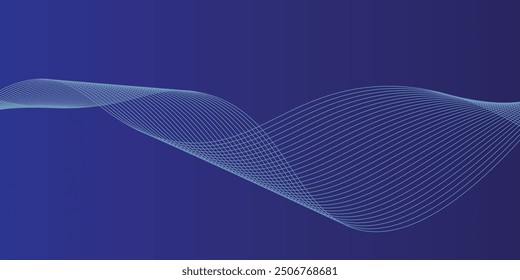 Fondo Abstractas con ondas para el Anuncio. Mediano tamaño de Anuncio. Fondo de Vector con líneas. Elemento para el diseño aislado en blanco. Colores azules. Océano, mar, agua