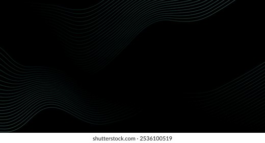 Abstract background with waves for banner. Medium banner size. Vector background with lines. Element for design isolated on black