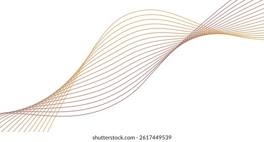 Abstract background with waves for banner. Medium banner size. Vector background with lines isolated on white. Pink and orange gradient. Brochure, booklet
