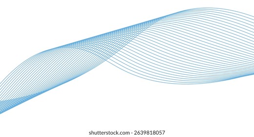 Abstract background with waves for banner. Medium banner size. Vector background with lines. Element for design isolated on white. Blue colors. Ocean, sea, water