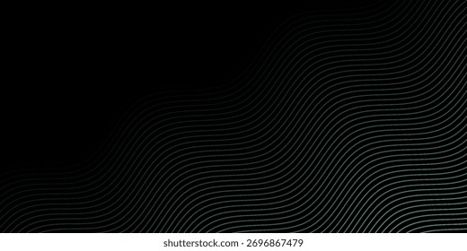 Abstract background with waves for banner. Medium banner size. Vector background with lines. Element for design isolated on black.