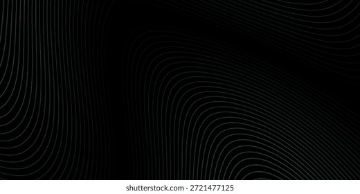 Abstract background with waves for banner. Medium banner size. Vector background with lines. Element for design isolated on black. Black, green and blue. Ocean, night, card